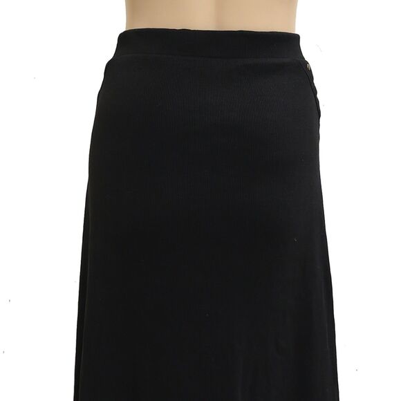 By Anthropologie Hardware Side-Slit Column Midi Skirt Studded Black MP 284204 - Picture 11 of 12